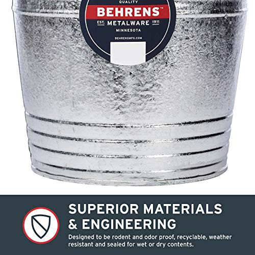 Behrens 1214 Hot-Dipped Galvanized Steel Utility Pail, 14-Quart, Gray - size: 14-Quart, style: Hot Dipped