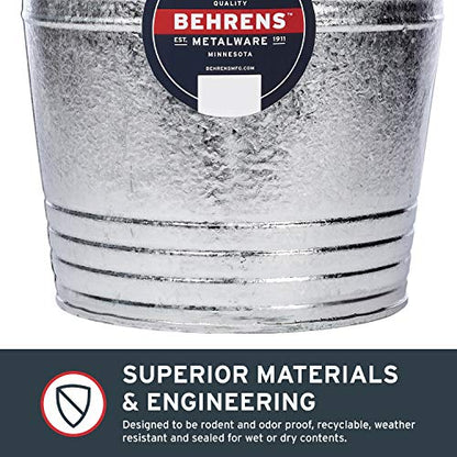 Behrens 1214 Hot-Dipped Galvanized Steel Utility Pail, 14-Quart, Gray - size: 14-Quart, style: Hot Dipped