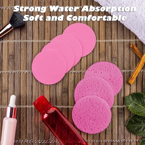 AKOAK 5 Pcs Round Makeup Sponge Wood Pulp Sponge Makeup Remover Facial Cleansing Sponge Skin Care Tool (Pink) - color: Pink