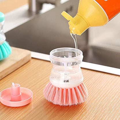 Dish Brush with Soap Dispensing for Dishes Pot Pan Kitchen Sink Scrubbing Pot Dish Brush Washing Utensils Sink Cleaning Accessories(Green) - color: Green