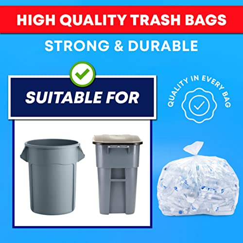 65 Gallon Clear Trash Bags Heavy Duty (MegaPack 50 Bags w/Ties) 64 Gallon Extra Large Clear Plastic Recycling Garbage Bags - size: 1 Count (Pack of 50)