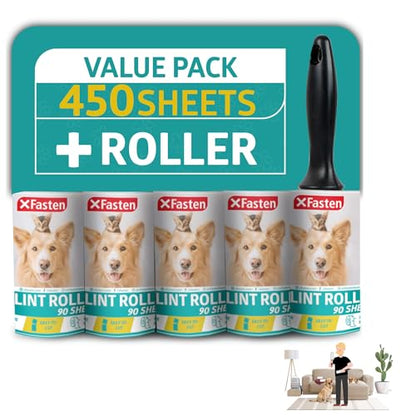 Pet Hair Lint Roller, 450 Sheets Furniture Lint Rollers for Pet Hair, 1 Heavy Duty Lint Roller for Clothes + 5 Sticky Lint Rollers Refills - Xfasten - size: 6 Piece Set
