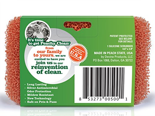 Gourmet Silicone Scrubber by Peachy Clean (Qty 1) with Fresh Peachy Fragrance