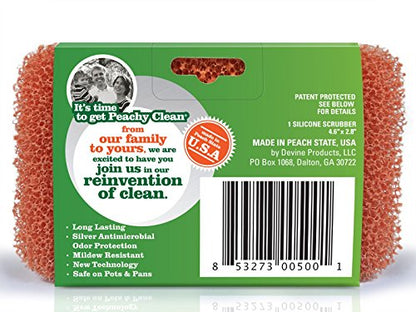 Gourmet Silicone Scrubber by Peachy Clean (Qty 1) with Fresh Peachy Fragrance