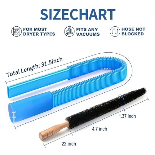 Universal Dryer Vent Cleaner Kit Compatible with All Vacuum Cleaner Include Vacuum Hose Attachment Accessories Brush Lint Brush,Dryer Vent Vacuum Hose