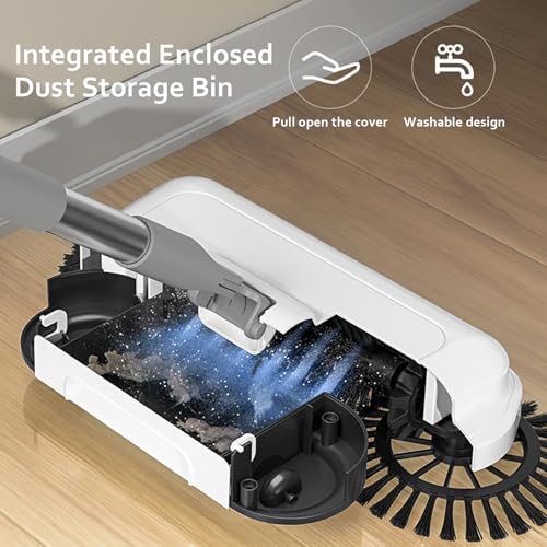 Floor Sweeper, 2-in-1 360° Rotating Hand Push Sweeper, High Efficient Carpet Sweeper with Long Handle, Hanging Manual Vacuum Sweeper for Home Office,Carpet Sweeper