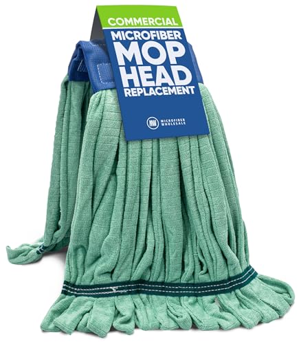 Commercial Mop Head Replacement – 1 Pack Large Green Microfiber Tube Mop (18 oz.) | Industrial Wet Mops | Washable Refill, Reusable, Heavy Duty, Looped End Mopheads | Hardwood, Concrete - color: Green