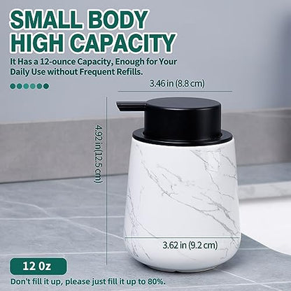 Bosilunlife Hand Soap Dispenser - Marble Lotion Dispenser 12Oz Ceramic Soap Dispenser Bathroom Refillable Liquid Pump Dispenser for Bathroom Kitchen Dispenser for Dish Soap with Easy-to-Press Pump - color: Marble