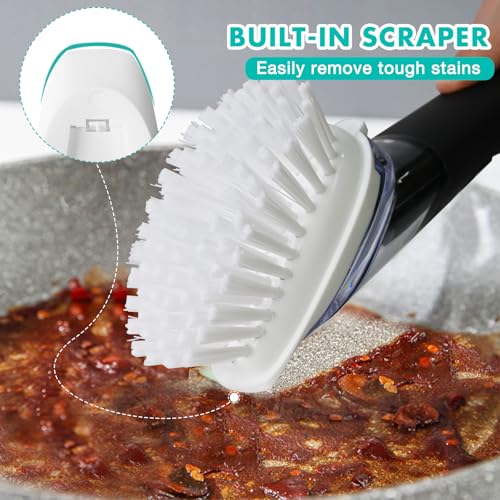 Soap Dispensing Dish Brush, Dish Scrub Brush with Soap Dispenser, Dish Soap Brush for Dishes, Pans, Sink, Pots - size: 1 Pack