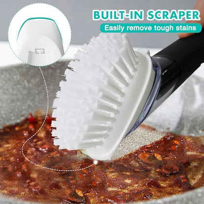 Soap Dispensing Dish Brush, Dish Scrub Brush with Soap Dispenser, Dish Soap Brush for Dishes, Pans, Sink, Pots - size: 1 Pack