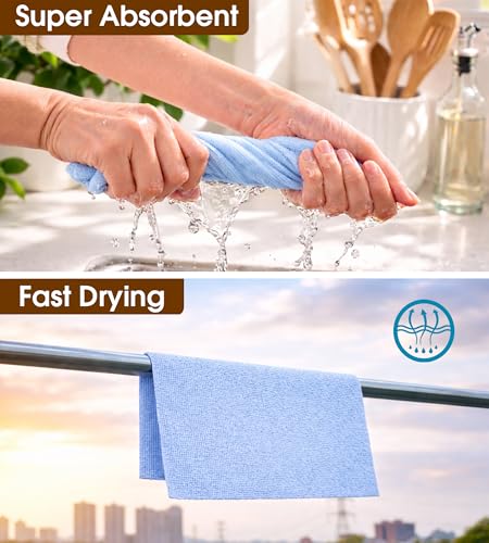 KitchLife Microfiber Cleaning Cloth Roll, 200 Pack - Tear-Away Microfiber Paper Towels, Lint-Free, Reusable, Washable for Kitchen, Car, Dishes, and Sensitive Surfaces (Blue) - color: Blue, size: 100 Pack x 2