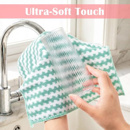 100 Pack Microfiber Cleaning Cloth, Soft Absorbent Rags 10" x 10" Kitchen Towels Double-Sided Wash Cloths for Home House Kitchen Dish Drying Washing Window Cleaning Supplies