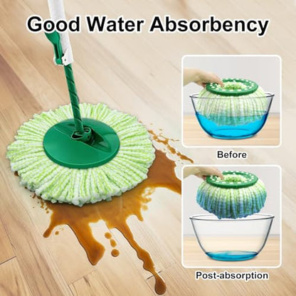 Tornado Spin Mop Head Compatible with Libman 𝐓𝐨𝐫𝐧𝐚𝐝𝐨 Spin Mop System, Machine Washable & Reusable for Libman Mop Head Replacement Refill for Libman Tornado Mop Head (4 Pack Green & White) - size: 4 Pack