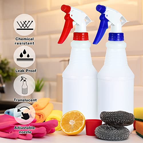 Sabary 18 Pack Spray Bottles in Bulk,16 oz Plastic Empty Clear Spray Bottles for Cleaning Solution Leak Proof Refillable with Label Funnels and Adjustable Nozzle for Home Gardening Commercial
