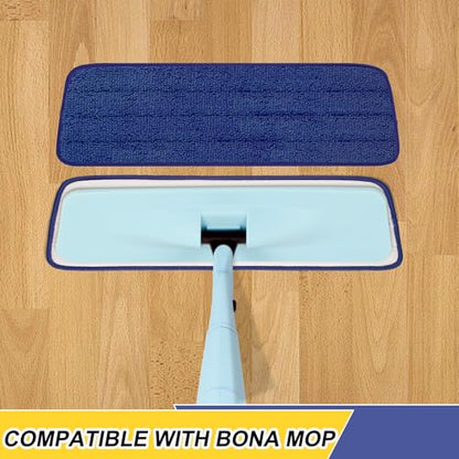 16.5 Inch Reusable Mop Pads Microfiber Spray Mop Replacement Heads for Wet/Dry Mops Compatible with Bona Floor Care System (6 Pack) - color: Darkblue Mop Pads