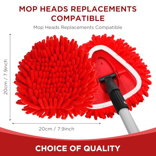 Baderke 3 Pack Chenille Mop Heads Replacements Compatible with 1 Tank System Chenille Duster Replacement Heads Microfiber Spin Mop Refill Pads Reusable Dust Refills for Floor Cleaning (Red) - color: Red