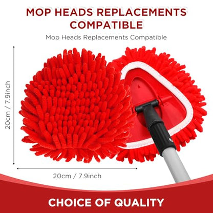 Baderke 3 Pack Chenille Mop Heads Replacements Compatible with 1 Tank System Chenille Duster Replacement Heads Microfiber Spin Mop Refill Pads Reusable Dust Refills for Floor Cleaning (Red) - color: Red