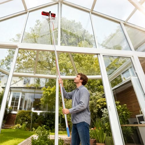 13.12 FT Solar Panel Cleaning Kit, Window Cleaning System, 20M Hose & BrushHead, Washing Equipment Window Cleaner Tool Water Fed Pole Kit for Roof Caravan Solar Panel - size: 4m/13.12ft