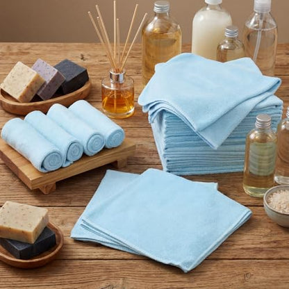 Nuenen Cleaning Cloths for Cars 16 x 16 Inch Ultra Absorbent Towels Drying Microfiber Reusable Cleaning Supplies House Kitchen Window Microfiber Towel(Light Blue,60 Pcs) - color: Light Blue