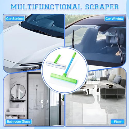 Recyclable Silicone Window Squeegee Kit, Window Cleaning Kit, Window Squeegee Cleaner Kit, with Silicone Squeegee & Microfiber Scrubber for Shower Glass Mirror Door Car (1Set)
