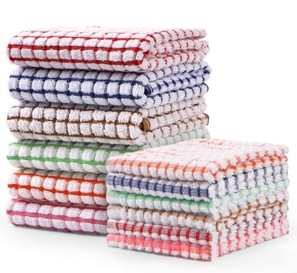 Kitchen Dish Towels 11 Inches x 16 Inches Loose Cotton Kitchen Towels 6-Piece Set Comes with 6 of Towels - color: Color Mixing