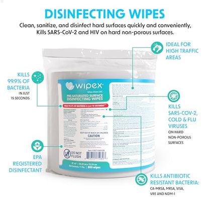 Wipex Gym Wipes Bundle: (1) Premium Black Wipe Dispenser with Trash Bin - Stainless Steel and (1) 800ct Disinfecting Gym Wipes Refill Roll - Suitable Use for School, Office, Gym, and Public Venues - size: 1 Count (Pack of 800)