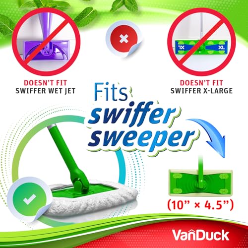 VanDuck Reusable 100% Cotton Mop Pads for Swiffer Sweeper (4-Pack) | Mop not included, reusable terry cloth mop covers, cotton replacement refills, machine washable wet mopping pads - color: Wet&dry (White), size: 4 Count (Pack of 1)