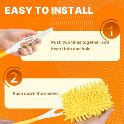 Reusable Duster Refill Compatible with Swiffer Hand Duster, 360 Duster Refills Only, Washable Pet Heavy Duty Dusters Refills for Swiffer Duster 3ft 6ft Extended Handle, 6 Pack (Handle is Not Included) - color: 6 Pack (Yellow)