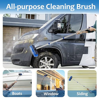 60" Car Wash Brush with Long Handle, Soft Bristle Car Washing Brush Cleaning Brushes for Washing Exterior of RV, Truck, Boat, Solar Panel
