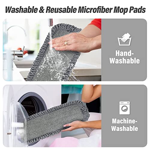 16.5" Microfiber Mop Pads Refills, 3 Pack Reusable Replacement Heads | reusable wet mop refills, machine washable for 14-16 inch spray mops, hardwood floors, dust cleaning & scrubbing - color: 16"grey Rolled*3