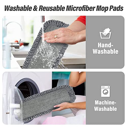 16.5" Microfiber Mop Pads Refills, 3 Pack Reusable Replacement Heads | reusable wet mop refills, machine washable for 14-16 inch spray mops, hardwood floors, dust cleaning & scrubbing - color: 16"grey Rolled*3