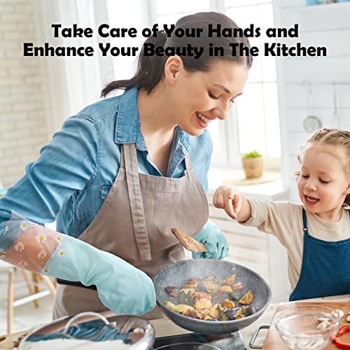 KAQ Reusable Household Cleaning Gloves Rubber: 3 Pairs Latex Free Kitchen Gloves for Washing Dishes with Cotton Lined - size: Large (Pack of 3)