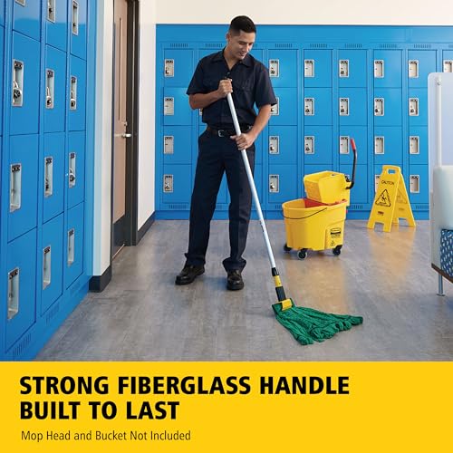 Rubbermaid Commercial Products Gripper 60" Fiberglass Wet Mop Handle Gray for Professional/Industrial Floor Cleaning Compatible with 5" Headband Mops