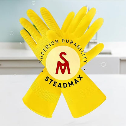 SteadMax 3/6 Pairs Cleaning Gloves, Reusable Natural Rubber Dish Gloves, Non-Slip Gloves for Kitchen and Household - color: 6 Pack (L)