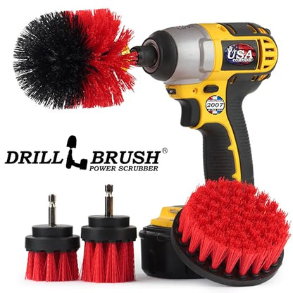 Outdoor Cleaning Supplies - Fountain and Patio Cleaning Brushes - Fire Pit - Scrub Brushes - Concrete Brush - Grout Cleaner - Granite Scrubbing Tool - Headstone Restoration Kit - Garden Statues Brush - color: Red
