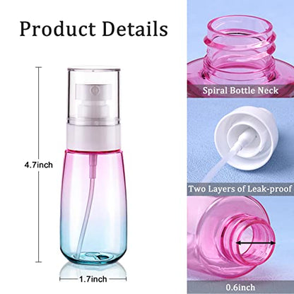 Cosywell Fine Mist Spray Bottles TSA Approved 2oz 60ml 3 Pack Leak Proof Travel Spray Bottle Empty Small Spray Bottles for Perfume Essential Oils Toners Rose Water Cosmetics (3Gradient Pink Blue) - color: 3 Gradient Pink Blue, size: 2 oz