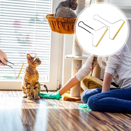 Angoily 2pcs Pet Hair Remover Lint Roller Clothes Hairball Cleaner Stainless Steel Manual Scraper for Furniture Carpet Coat Cleaning Tools