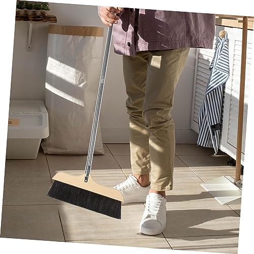 SOLUSTRE Long Handle Handled Broom with Beveled Soft Bristles for Floor Cleaning Indoor and Outdoor Use Comfortable Sweeping for Home Kitchen Garage and Industrial Spaces Reusable Dust