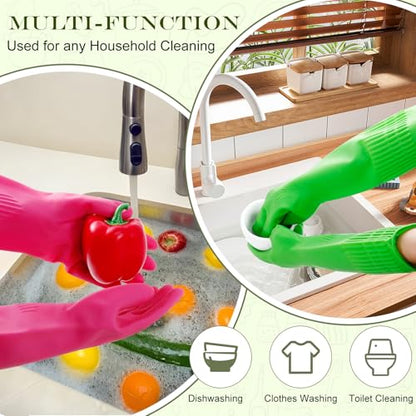 3 Pairs Rubber Dishwashing Gloves,Rubber Cleaning Gloves, Reusable Kitchen Glove for Household,Waterproof - size: Small