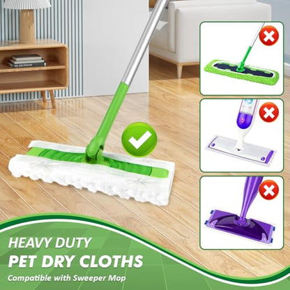 GLIMGLINT Heavy Duty Dry Sweeping Cloths Compatible with Swiffer Sweeper, Disposable Duster Mop Pads Refills for Floor Cleaning, Pet Hair, Dust and Dirt, Dry Cloths for Wood Floors, 100 Count - size: 100 Count