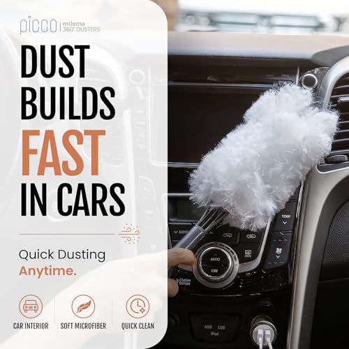milema Picco 360 Double-Sided Microfiber Duster Cleaning Kit (White, 1 Short Handle, 23 Refills) - size: 1 short handle, 23 refills