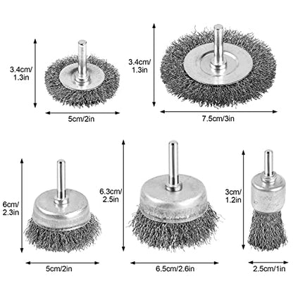 Wire Brush for Drill, Wire Wheel Brush Cup Set, Drill Wire Brush for Drill 1/4 Inch Arbor for Cleaning Rust, Stripping and Drill Attachment（Hexagonal） - style: Hexagonal