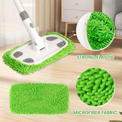 Reusable Microfiber Floor Mop System, Wet & Dry Sweeper Kit, Includes 1 Sweeper Handle, 3 Washable Chenille Mop Pads, Dry & Wet Use for Hardwood, Tile, and Laminate Floor - color: Gray