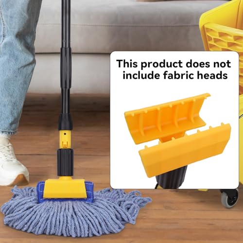 Mop Handle Commercial Heavy Duty - 57 Inch Industrial Metal Mop Stick with Jaw Clamp Replacement for Floor Cleaning - Professional Gripper Mops Head Replacement Holder - color: Black 2