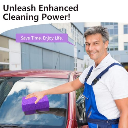 Cleaning and Washing Sponge, 3 Pack Large Extra Thick Heavy Duty Sponge Multi-Purpose for Kitchen Bathroom Bike Boat Car, Natural Cellulose Sponges 4" X 6" X 2" (Purple) - color: A-purple