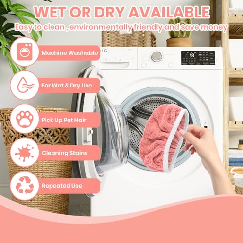 6 Pack Reusable Microfiber Mop Pads - Compatible with Sweeper, Reusable Mop Pads, Washable Dry Cloths & Wet Pads Refill for Hardwood Laminate Tile Floor Cleaning (6, Pink, M) - color: Pink