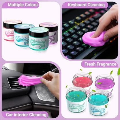 ASFSKY Car Cleaning Gel (Magnolia,Lavender,Mint,Hami Melon) Cleaning Putty Universal Dust Cleaning Car Interior Cleaner Keyboard Dust Remover Car Slime Gifts for Men Women Girl