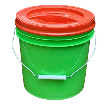 House Naturals 2 Gallon Food Grade - BPA Free Made in USA Buckets Lime Color pails with Screw On Gasket Lids (1, Lime - Red lids) - color: Lime - Red Lids