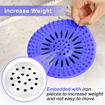 Drain Hair Catcher Durable Silicone Hair Stopper Shower Drain Covers with Iron Easy to Install and Clean Shower Drain Hair Trap Suit for Bathroom Bathtub Tub and Kitchen 5 Pack - color: With Iron