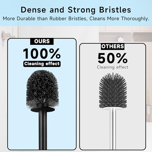 Toilet Brush and Holder Set, Toilet Bowl Brush, Compact Bathroom Accessories, Durable Toilet Scrub Bristles, Drip-Proof, Deep Cleaning, Black, 1 Pack - size: 1 Pack
